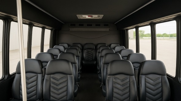 Interior of Charter Bus Company Grand Forks's 28 Passenger Mini bus in Grand Forks