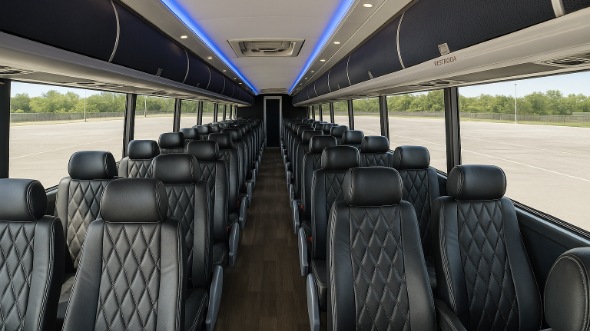 Interior of Charter Bus Company Grand Forks's 54 Passenger Charter Bus in Grand Forks