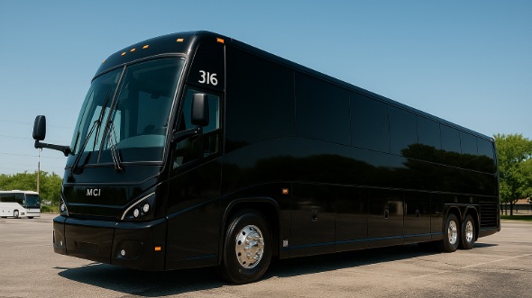 Exterior of Charter Bus Company Grand Forks's 55 Passenger Charter Bus in Grand Forks