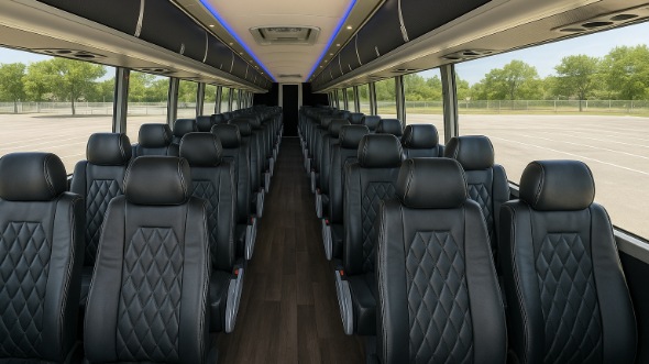 Interior of Charter Bus Company Grand Forks's 55 Passenger Charter Bus in Grand Forks