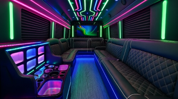 Interior of Charter Bus Company Grand Forks's Party Bus in Grand Forks